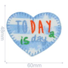 Iron-on patches heart To day is a day blue-with - 5pcs