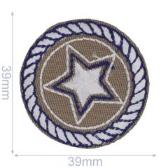 Iron-on patches circle with star - 5pcs