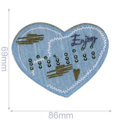 Iron-on patches heart ENJOY jeans - 5pcs