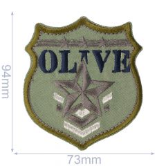 Iron-on patches shield OLIVE - 5pcs