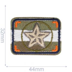 Iron-on patches star on Rectangle dark green - 5pcs