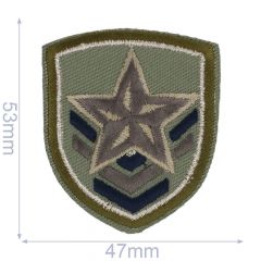 Iron-on patches star on shield dark green - 5pcs