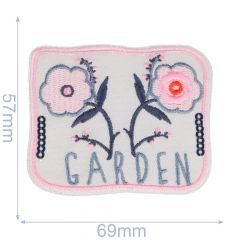 Iron-on patches flower garden pink - 5pcs