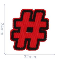 Iron-on patches Hashtag red - 5pcs