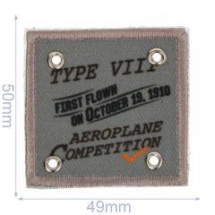 Iron-on patches Aeroplane Competition grey - 5pcs