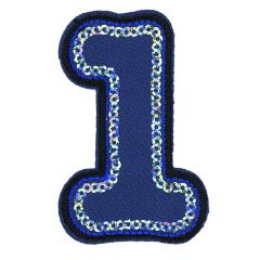 HKM Iron-on patch 1 blue with sequins - 5pcs