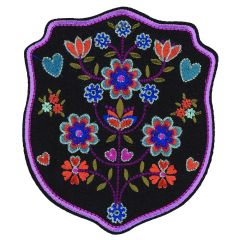 HKM Iron-on patch flowers with pink edge - 5pcs
