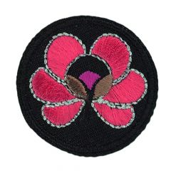HKM Iron-on patch circle with flower - 5pcs