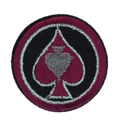 HKM Iron-on patch circle with red spade - 5pcs