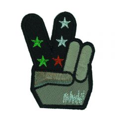 HKM Iron-on patch Peace hand with green stars - 5pcs