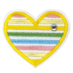 HKM Iron-on patch heart with rhinestones 40x35mm - 5pcs
