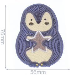 HKM Iron-on patch penguin with star 56x76mm - 5pcs