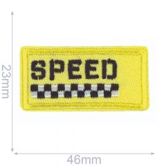 HKM Iron-on patch speed 46x23mm yellow - 5pcs