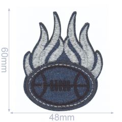 HKM Iron-on patch football with flames 48x60mm - 5pcs