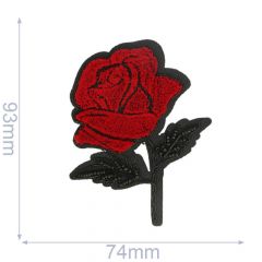 HKM Iron-on patch rose 74x93mm red - 5pcs