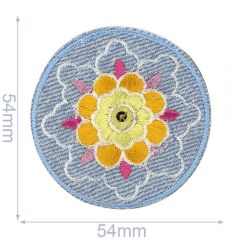 HKM Iron-on patch flowers in circle jeans - 5pcs