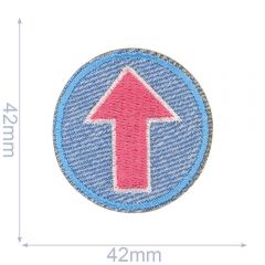 HKM Iron-on patch pink arrow in circle - 5pcs