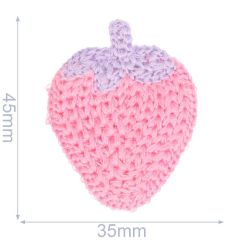 Patch knitted strawberry 35x45mm - 5pcs