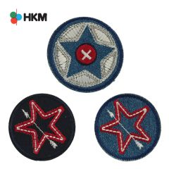 HKM Iron-on patch star in cirkel - 3pcs