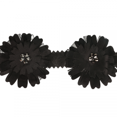 Faux leather band with flowers 90mm - 5m - 000