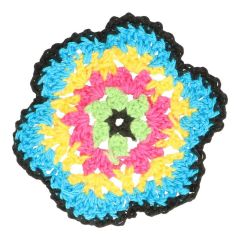 Crochet flower multicolour 7cm - 10pcs - 000
