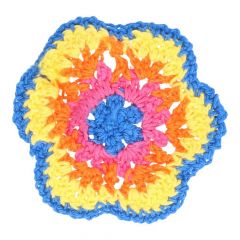 Crochet flower multicolour 7cm - 10pcs