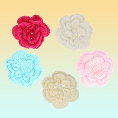 Crochet flower unicolour 10cm - 5pcs