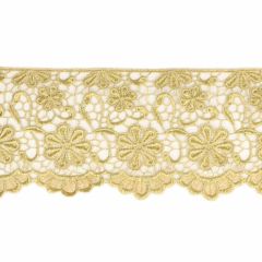 Gold lace fabric with flowers 110mm - 13.7m - gold