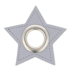 Eyelets on gray faux leather star 11mm - 50pcs