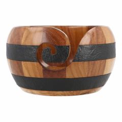 Scheepjes Yarn Bowl teak-rosewood & leather 15x9cm - 1pc