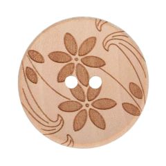 Wooden button lasered 2 flowers 44" - 30pcs