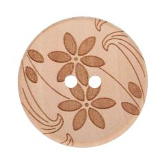 Wooden button lasered 2 flowers 48" - 30pcs