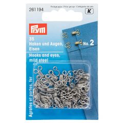 Prym Hooks and eyes stainless steel no.2 silver - 5x35pcs