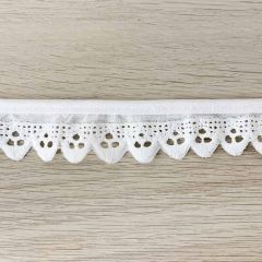 Broderie anglaise wrinkled 25mm white - 15m