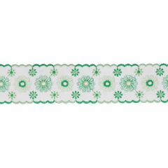 Broderie anglaise trim white-green - 17m