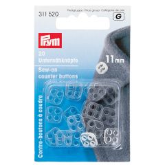 Prym Sew-on counter buttons plastic 11mm trans. - 5x20pcs