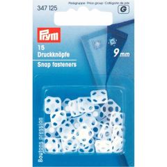 Prym Sew-on snap fasteners plas. square 9mm white - 5x15pcs