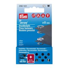 Prym Non-sew press fasteners refill Jersey 8mm silver - 5x20pcs