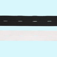 Buttonhole elastic white - black 20mm - 25x1m