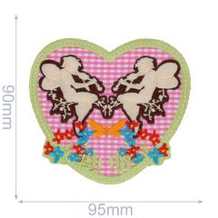 Pronty Iron-on patch heart with Cupid 90x95mm - 5pcs