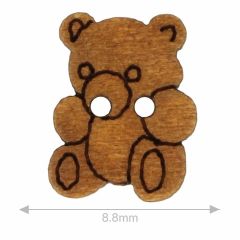 Wooden button bear lasered 8.8mm - 50pcs