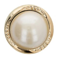 Button pearl in metal worked Gold or silver 20"  -  50pcs