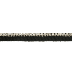 Bias piping diamonte in crystal quality 10mm black - 10m