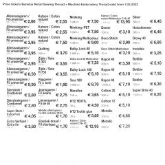 Gütermann Price stickers as of 1-3-2022 - 1pc