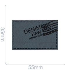 Leatherette label denim raw 55x35mm - 5pcs - 01