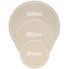 Wooden bag bottom round perforated assortment - 3x3pcs