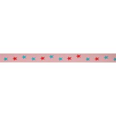 Decorative elastic with stars 20-40mm pink-blue-red - 10m