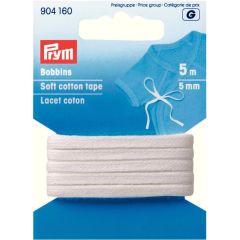 Prym Soft cotton tape 5mm white- 5x3.5m
