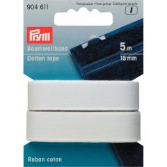 Prym Cotton tape 15mm white - 5x5m