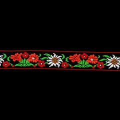Ribbon black with Flowers 4 colors -  25m